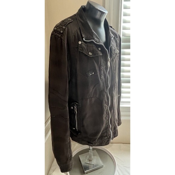 VTG F.U.S.A.I. Jacket Ments Grunge Flannel Brown Y2K Full Zip Snap Sz XL . Flaw - Picture 7 of 15